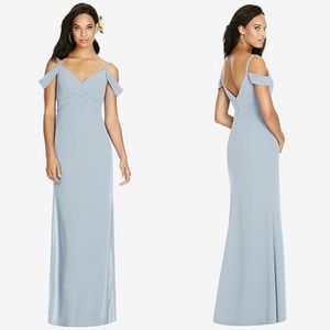 Social Bridesmaids Womens Maxi Dress 4 Mist Blue 8183 Prom Fairy Off Shoulder‎